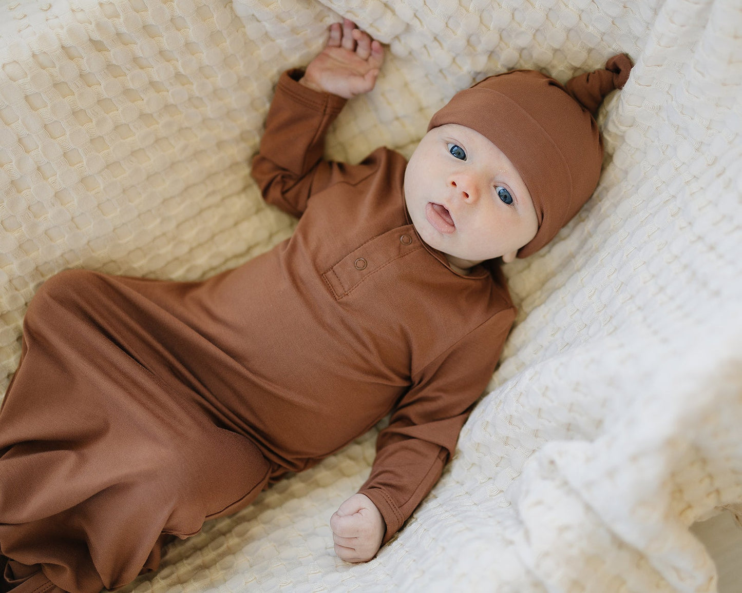 Rust Bamboo Newborn Knot Hat