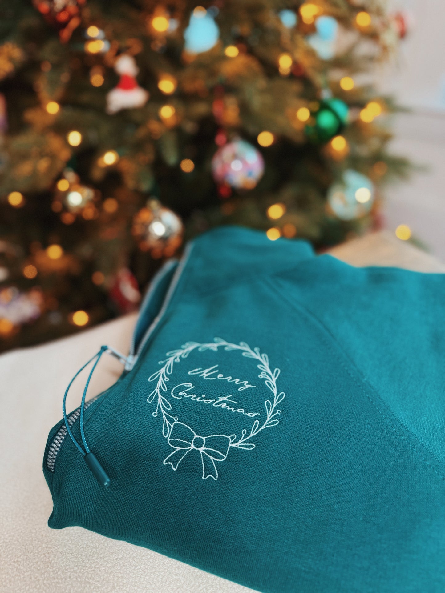 Merry Christmas Wreath 1/2 Zip