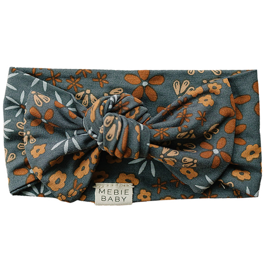 Navy Floral Bamboo Head Wrap