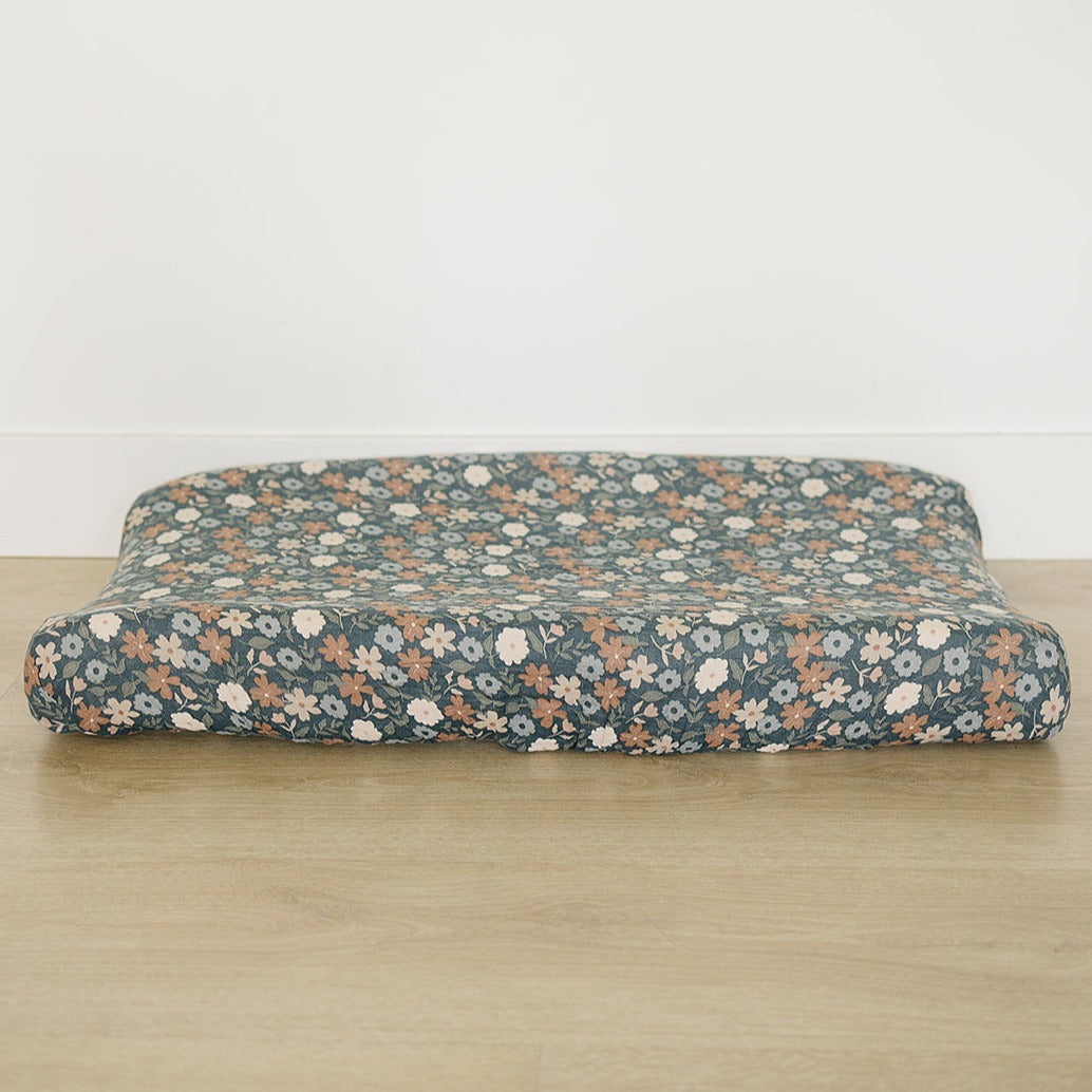 Midnight Floral Muslin Changing Pad Cover