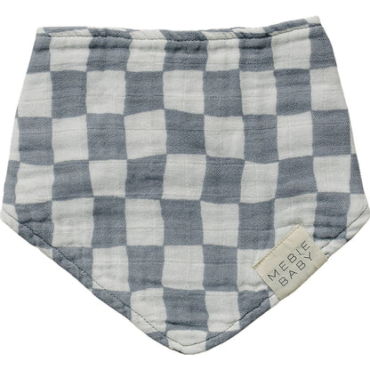 Dusty Blue Wavy Checkered Muslin Bib