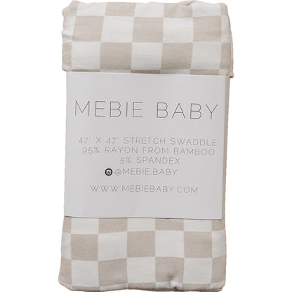 Taupe Checkered Bamboo Stretch Swaddle