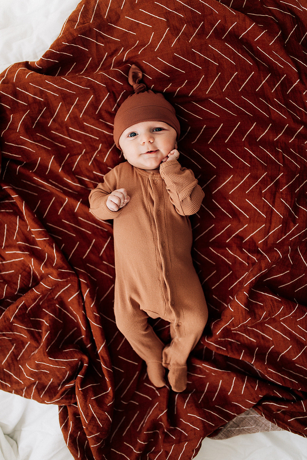 Rust Bamboo Newborn Knot Hat